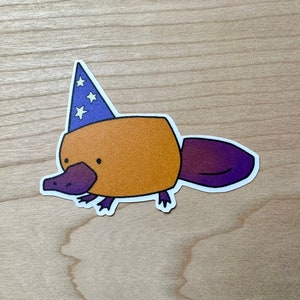 Platypus Sticker - Wizard Decal Matte Vinyl Sticker - Cute Drawing - Stickers for Journal - Magic Stickers Quirky Duck Billed Platypus