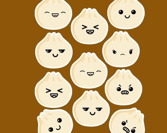 Dumpling Face Vinyl Stickers