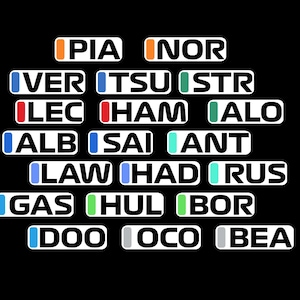 F1 Drivers Names Vinyl Stickers