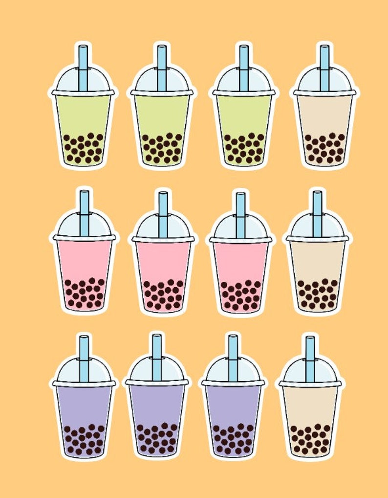 Boba Tea Vinyl Stickers - Bubble Tea - Etsy