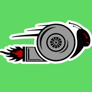 May include: A cartoon illustration of a turbocharger with flames coming out of the exhaust. The turbocharger is depicted as a snail with a black shell and red eyes. The snail is moving quickly, with a white blur behind it.