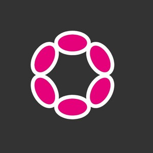 May include: A pink circle made of eight connected ovals, each with a white outline.