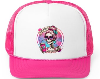 Dead Inside But Caffeinated Trucker Hat, sarkastischer Hut, Trucker Hat für Frauen, Schaumstoff Hut, witziger Hut, Damen Hut, Geschenk für Mama, lustiger Hut