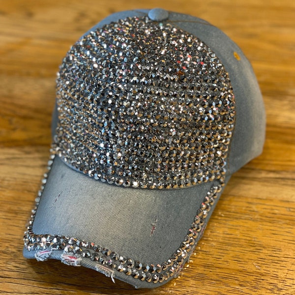 Cowgirl Hats, Rhinestone Hat, Sparkly Hat, Denim Hat, Bedazzled Hat, Bling Hat, Distressed hat, Women's summer hat, Bejeweled Hat,ladies hat