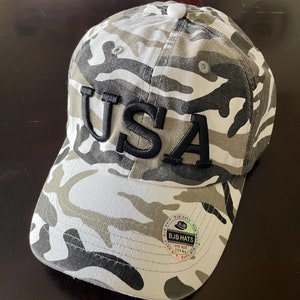Embroidered Camo USA Baseball Hat - Patriotic Cotton Cap