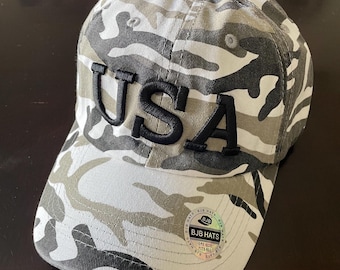 Czapka baseballowa USA z haftowanym kamuflażem – patriotyczna bawełniana czapka
