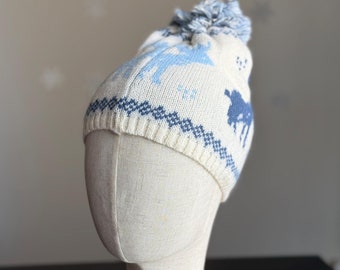 Reindeer Pom Pom Beanie: Holiday Knit Christmas Hat