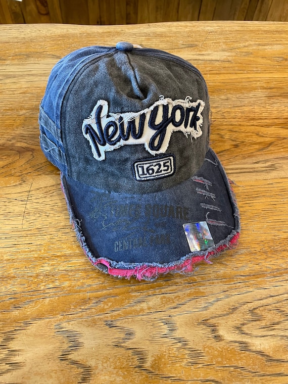 New York Hats, NY Hats, Vintage Hats Men, Women's Summer Hats, Ladies Hats,  Denim Hats, NY Baseball Cap, Distressed Hats, Gift for Her 