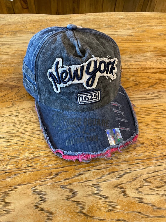 New York Hats, NY Hats, Vintage Hats Men, Women's Summer Hats, Ladies Hats,  Denim Hats, NY Baseball Cap, Distressed Hats, Gift for Her 