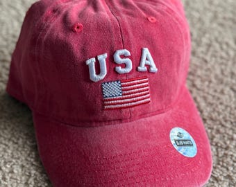 Zniszczona dżinsowa czapka USA: haftowana flaga amerykańska, patriotyczna czapka baseballowa