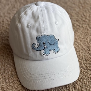 Elephant Embroidered Kids Baseball Hat: Adjustable Cotton Cap