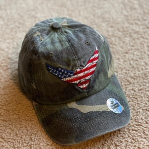 Embroidered American Eagle Camo Hat - Patriotic USA Baseball Cap