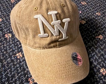 Embroidered NY Baseball Hat: Cotton Denim, Adjustable