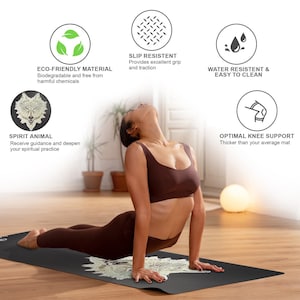 Wolf Spirit Animal Yogamatta / Pilates Meditation Fitness / Naturgummi PU / Handritad unik design / Grepp / Halkfri / Miljövänlig