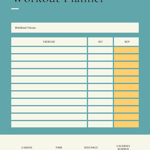 Printable workout/excercise planner template