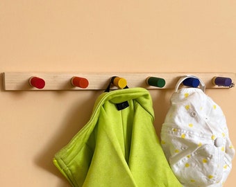 Minimalist Wall Coat Hooks - Modern Thin Peg Rail - Scandinavian Peg Rail for Nursery, Kids room, Entryway, Kitchen