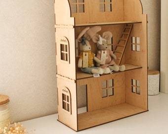 Handcrafted dollhouse - Boho Nursery Decor - Pretend play dollhouse - Birthday Easter Gift