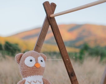 Wooden Baby Play Gym with Organic Hanging Toys