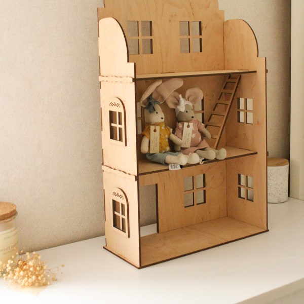 Handcrafted dollhouse - Boho Nursery Decor - Pretend play dollhouse - Birthday Easter Gift