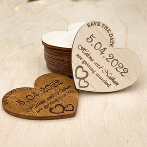 Wooden Heart Wedding Save The Date Magnets: Rustic Invitations