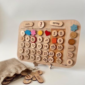 Interactieve kinderkalender - Montessorikalender - educatief speelgoed voor peuters om te leren dagen, maanden, seizoenen, thuisonderwijs