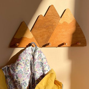 Mountain Hook - Wall Rack with 5 hooks - Entryway Kids room Woodland Decor - Mountain Peak Wall Hook by WittleWood