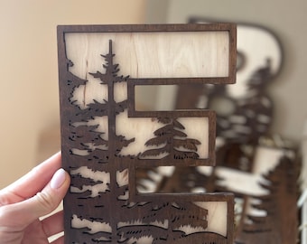 Woodland Nursery Letter: 3D Layered Wooden Name Sign