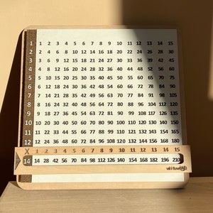 Multiplication Chart by 15 - Wooden Education Multiplication Board with Viewer Window - Homeschool Supplies - Schoolchild Gift -