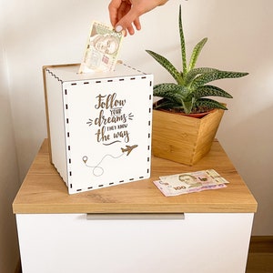 Adventure Fund Money Box: Wooden Travel Fund Piggy Bank