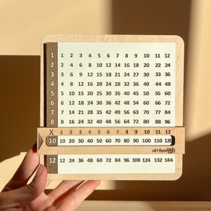 Tabella di moltiplicazione per 12 - Tavola di moltiplicazione didattica in legno con finestra di visualizzazione - Forniture per la scuola domestica - Ritorno a scuola / Regalo di Pasqua