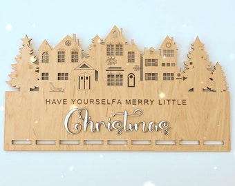 Personalisierter Adventskalender aus Holz mit Zahlen - Weihnachtsdorf - DIY Adventskalender - Kinder Geschenkidee