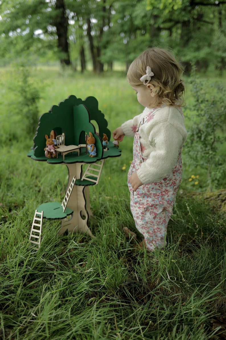 Handmade Wooden Tree House Toy, Montessori Waldorf Playhouse, Nature Inspired Play, Open Ended Kids