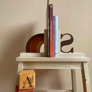 Customizable Wooden Initial Bookends: Kids Room Decor