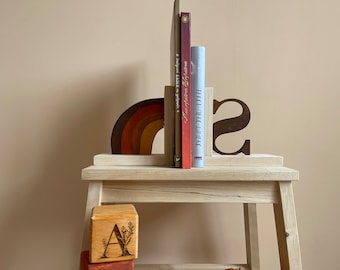 Customizable Wooden Initial Bookends: Kids Room Decor