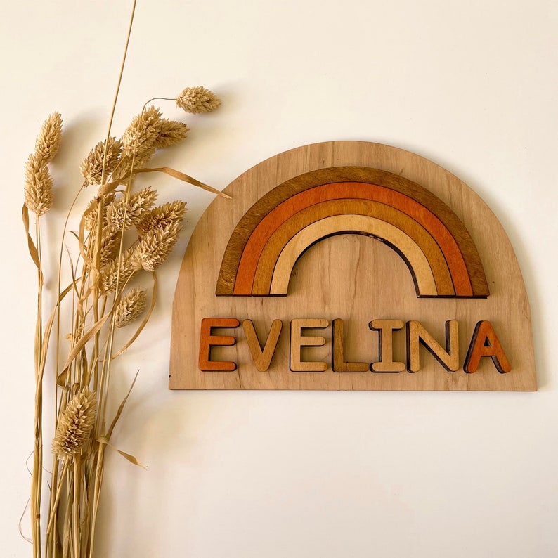 Personalized Rainbow Name Puzzle: Colorful Custom Wooden Name Gift for Girls & Boys 1st Birthday image 4