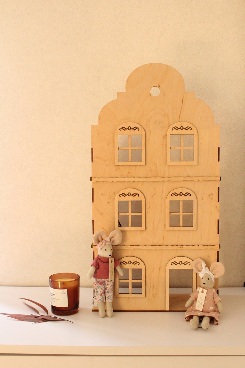 Handcrafted dollhouse Boho Nursery Decor Pretend play dollhouse Birthday Easter Gift image 3