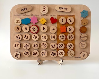 Montessori Toddler Calendar: Wooden Learning Toy, Days, Months, Seasons