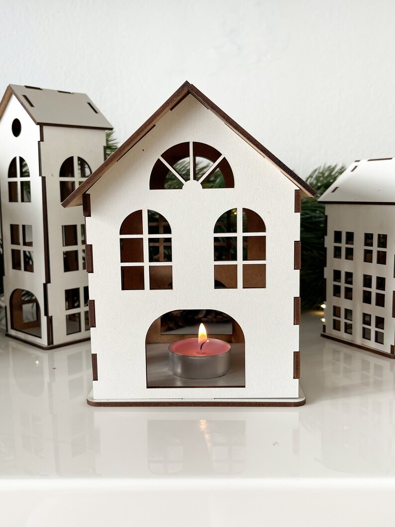 Christmas Village Mantel Set White Christmas Tree Decoration Etsy