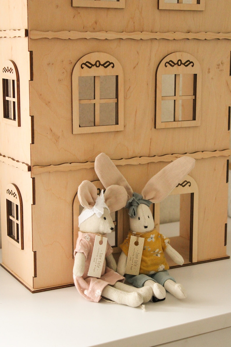 Handcrafted dollhouse Boho Nursery Decor Pretend play dollhouse Birthday Easter Gift image 7
