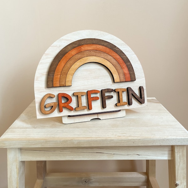 Custom Rainbow Name Puzzle - Toddler Wooden Name Toy - Gift for Girls & Boys 1st Birthday