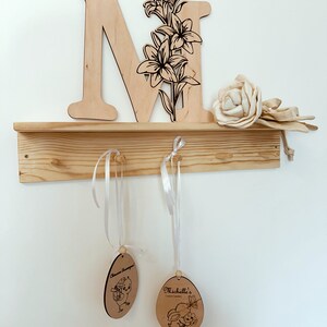 Laser Engraved Nursery Letter with Lilies The Perfect Boho Chic Wall Letter for a Girl's Nursery & Birthday Gift image 5