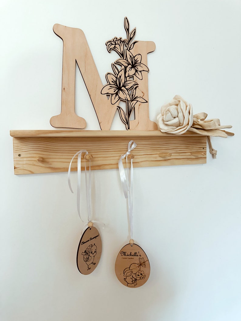 Laser Engraved Nursery Letter with Lilies The Perfect Boho Chic Wall Letter for a Girl's Nursery & Birthday Gift image 5