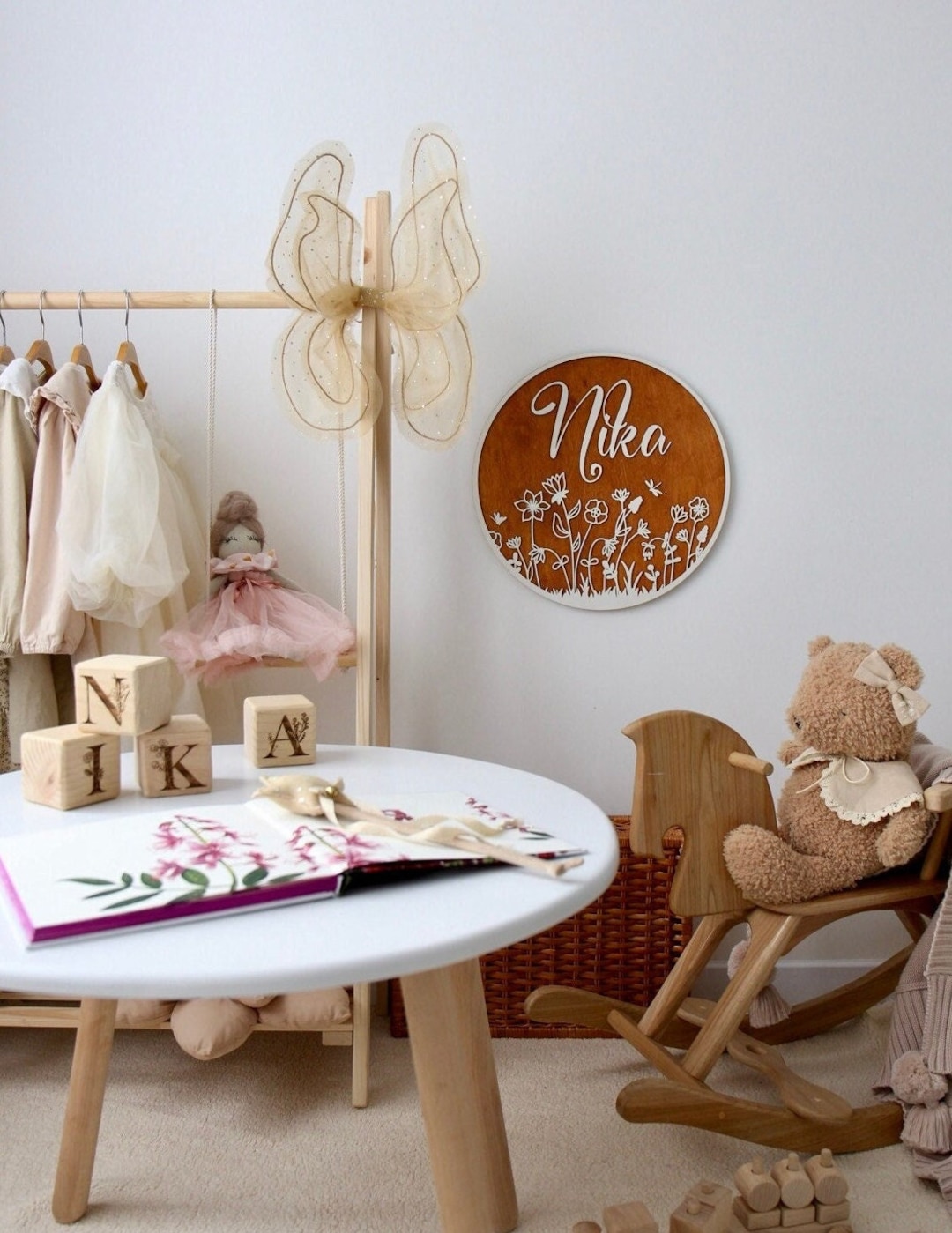 Custom Nursery Name Sign: 3D Wood Lettering, Floral Decor - Etsy