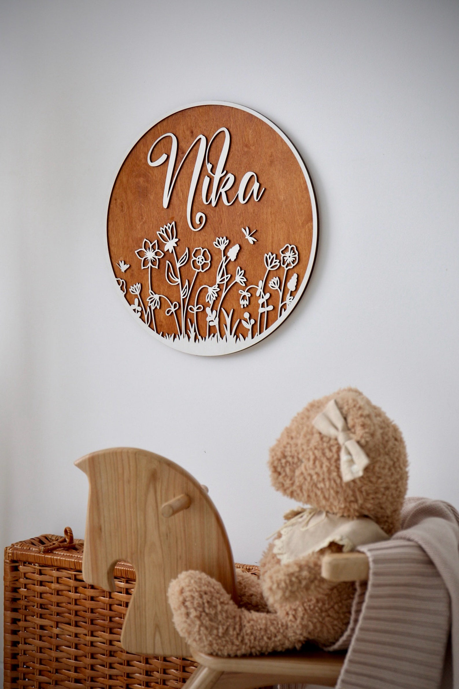Custom Nursery Name Sign: 3D Wood Lettering, Floral Decor - Etsy