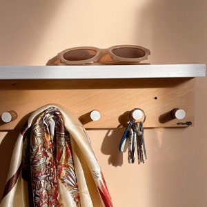 Wooden Peg Rail with Shelf: Entryway Coat Hooks
