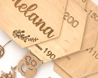 Diagramme de croissance personnalisé en bois : règle de taille pour enfants