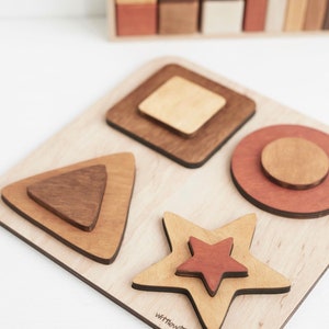 Rompecabezas de formas de madera: juguete educativo Montessori para niños pequeños