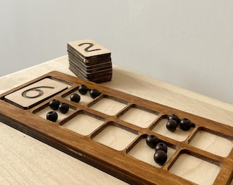 Montessori Ten Frame: Wooden Math Counting Aid for Early Learning
