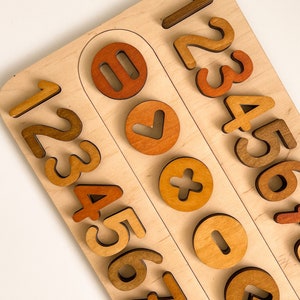 Math Manipulative Puzzle - Early Childhood Math Puzzle - Hands-On Math Activity - Wooden Counting Toy - Numeracy Development Toy