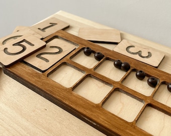 Montessori Counting Board: Wooden Ten Frame, Preschool Math